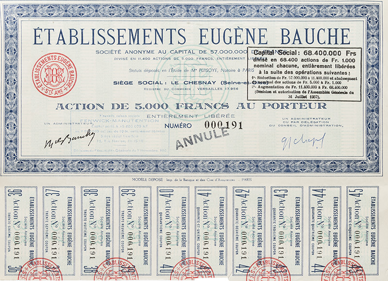 Prise de contrôles des Établissements Bauche