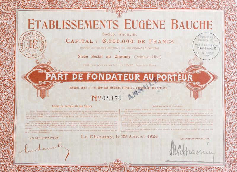 Prise de contrôles des Établissements Bauche